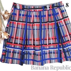 Banana Republic Grey Blue Plaid Skirt Sz 8